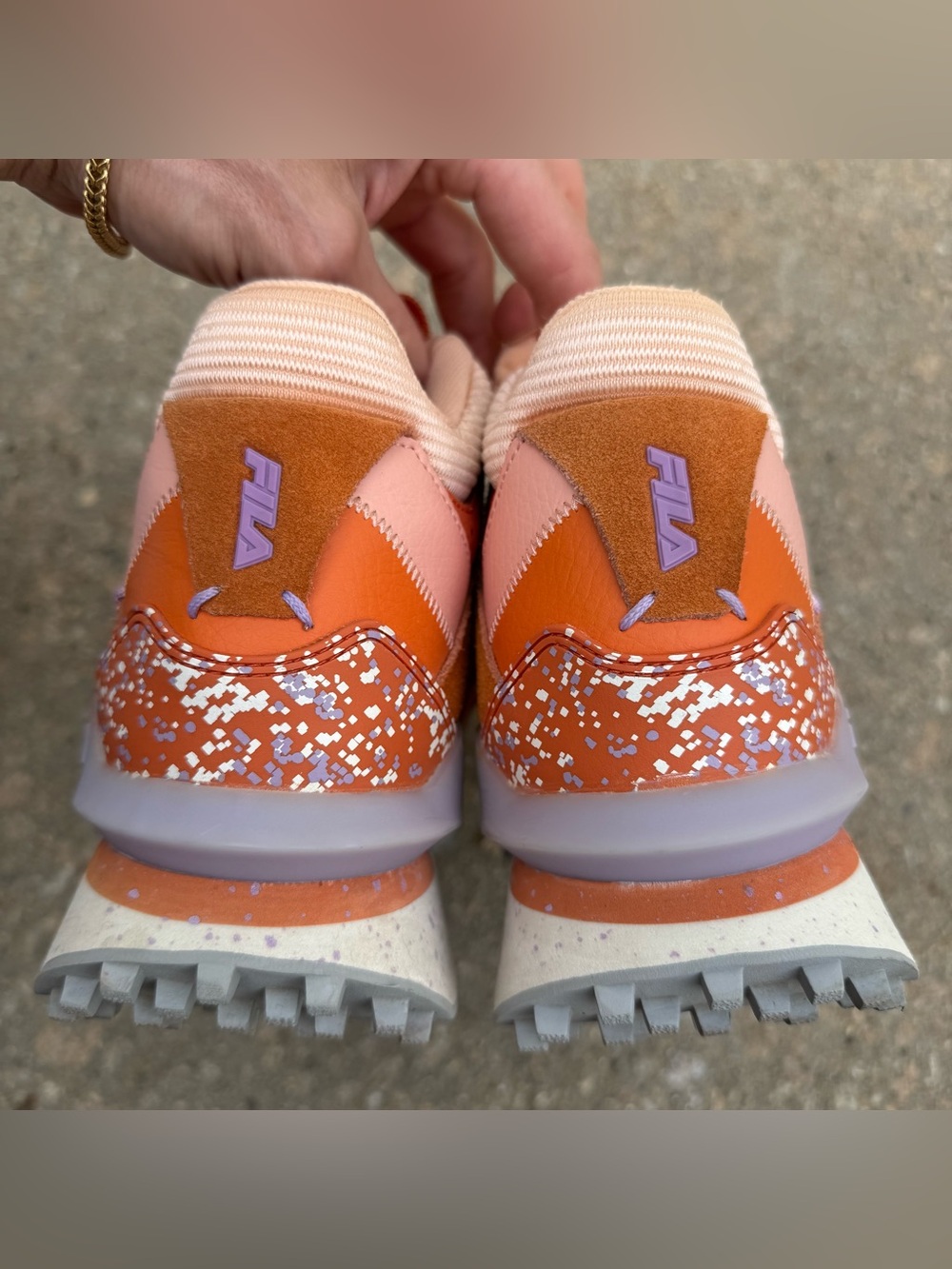Fila Renno Multi Trekking Hi Shoes Womens 10 Orange Purple Suede Chunky Sneakers - Picture 6 of 9